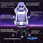 Silla Gamer CIR-1039F Lilac con reposapiés y ruedas en silicona