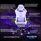 Silla Gamer DX-1127F PRO Lilac con reposapiés y ruedas en silicona