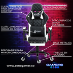 Silla Gamer ARMOR-1127F White con reposapiés y ruedas en silicona