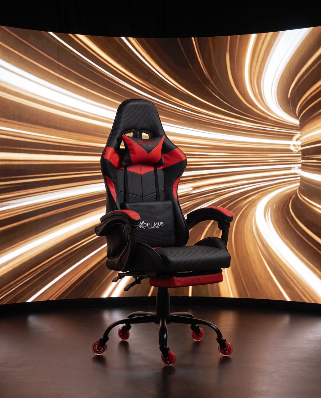Silla Gamer 1039F Red con reposapiés y ruedas en silicona · set-2k · 23-1039f-pro-red-02-contraste.jpg