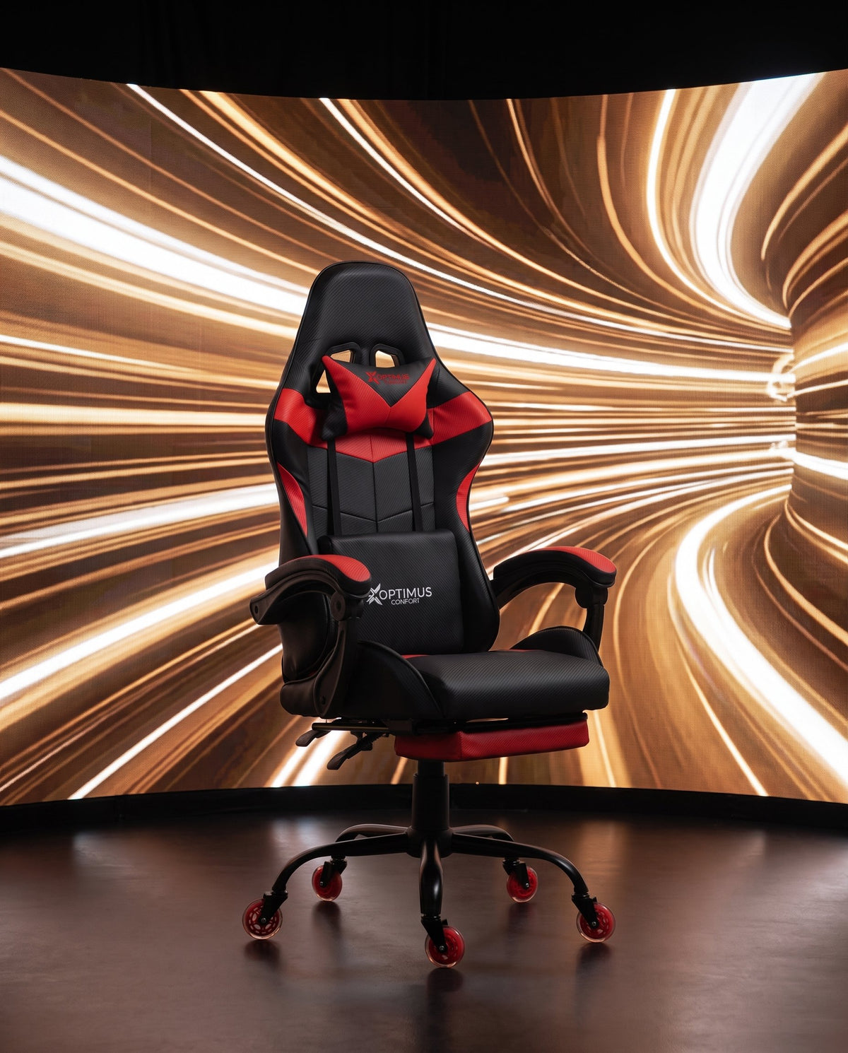 Silla Gamer 1039F Red con reposapiés y ruedas en silicona · set-2k · 23-1039f-pro-red-02-contraste.jpg