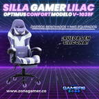 Silla Gamer V-1039F Lilac con reposapiés y ruedas en silicona