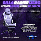 Silla Gamer DX-1127F PRO Lilac con reposapiés y ruedas en silicona
