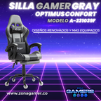 Silla Gamer A231039F Gray con reposapiés y ruedas en silicona