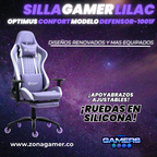Silla Gamer Defensor-1001F Lilac con reposapiés y ruedas en silicona
