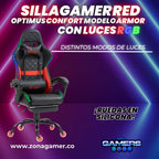 Silla gamer Armor Red con luces RGB + reposapiés y ruedas en silicona