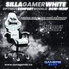 Silla Gamer DOW-1039F White con reposapiés y ruedas en silicona