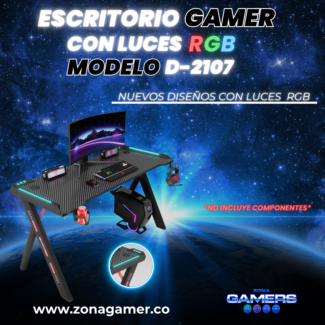 Escritorio Gamer D-2107 Con luces RGB