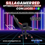 Silla gamer Armor Red con luces RGB + reposapiés y ruedas en silicona