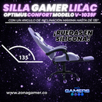 Silla Gamer V-1039F Lilac con reposapiés y ruedas en silicona