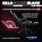 Silla Gamer LXR-1039F Black con reposapiés y ruedas en silicona