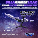 Silla Gamer Defensor-1001F Lilac con reposapiés y ruedas en silicona