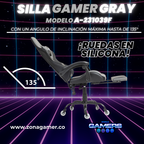 Silla Gamer A231039F Gray con reposapiés y ruedas en silicona