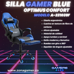 Silla Gamer A231039F Blue con reposapiés y ruedas en silicona