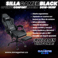 Silla Gamer DOW-1039F Black con reposapiés y ruedas en silicona