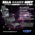Silla Gamer E-1127F Grey con reposapiés y ruedas en silicona