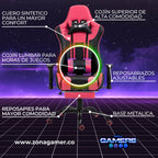 Silla Gamer A231001F Pink  con masajeador lumbar y reposapies incluido