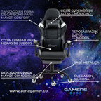 Silla Gamer E-1127F Grey con reposapiés y ruedas en silicona
