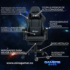 Silla Gamer Titan-1039F Black con reposapiés y ruedas en silicona
