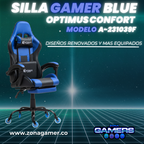 Silla Gamer A231039F Blue con reposapiés y ruedas en silicona