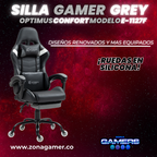 Silla Gamer E-1127F Grey con reposapiés y ruedas en silicona