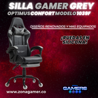 Silla Gamer 1039F Grey con reposapiés y ruedas en silicona