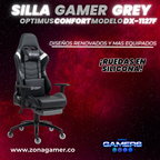 Silla Gamer DX-1127F Grey con reposapiés y ruedas en silicona