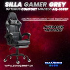 Silla Gamer AQ-1039F Grey con reposapiés y ruedas en silicona