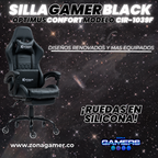 Silla Gamer CIR-1039F Black con reposapiés y ruedas en silicona