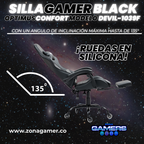 Silla Gamer Devil-1039F Black con reposapiés y ruedas en silicona