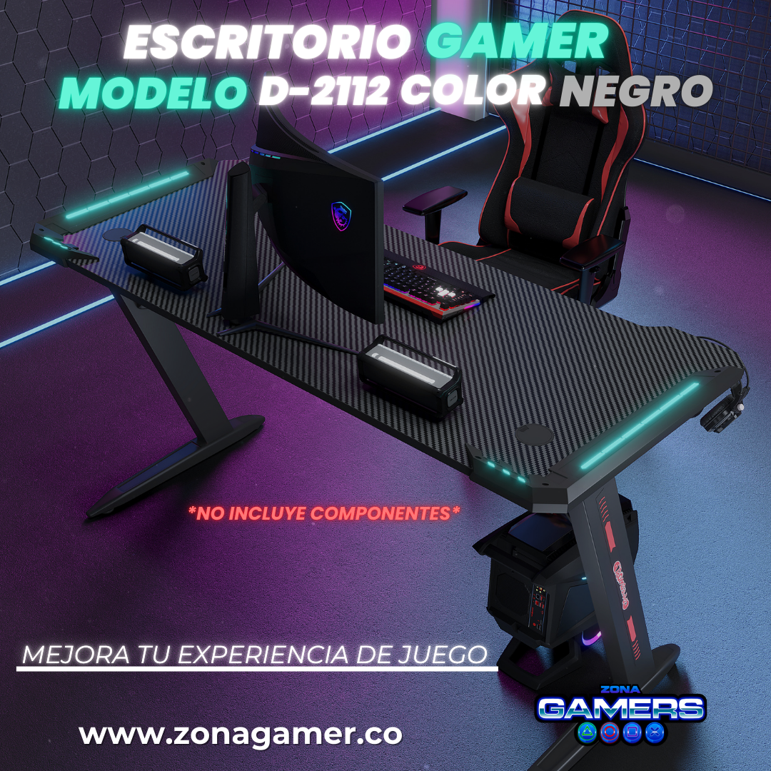 Escritorio Gamer D-2112 Color negro con luces RGB
