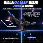 Silla Gamer A231039F Blue con reposapiés y ruedas en silicona