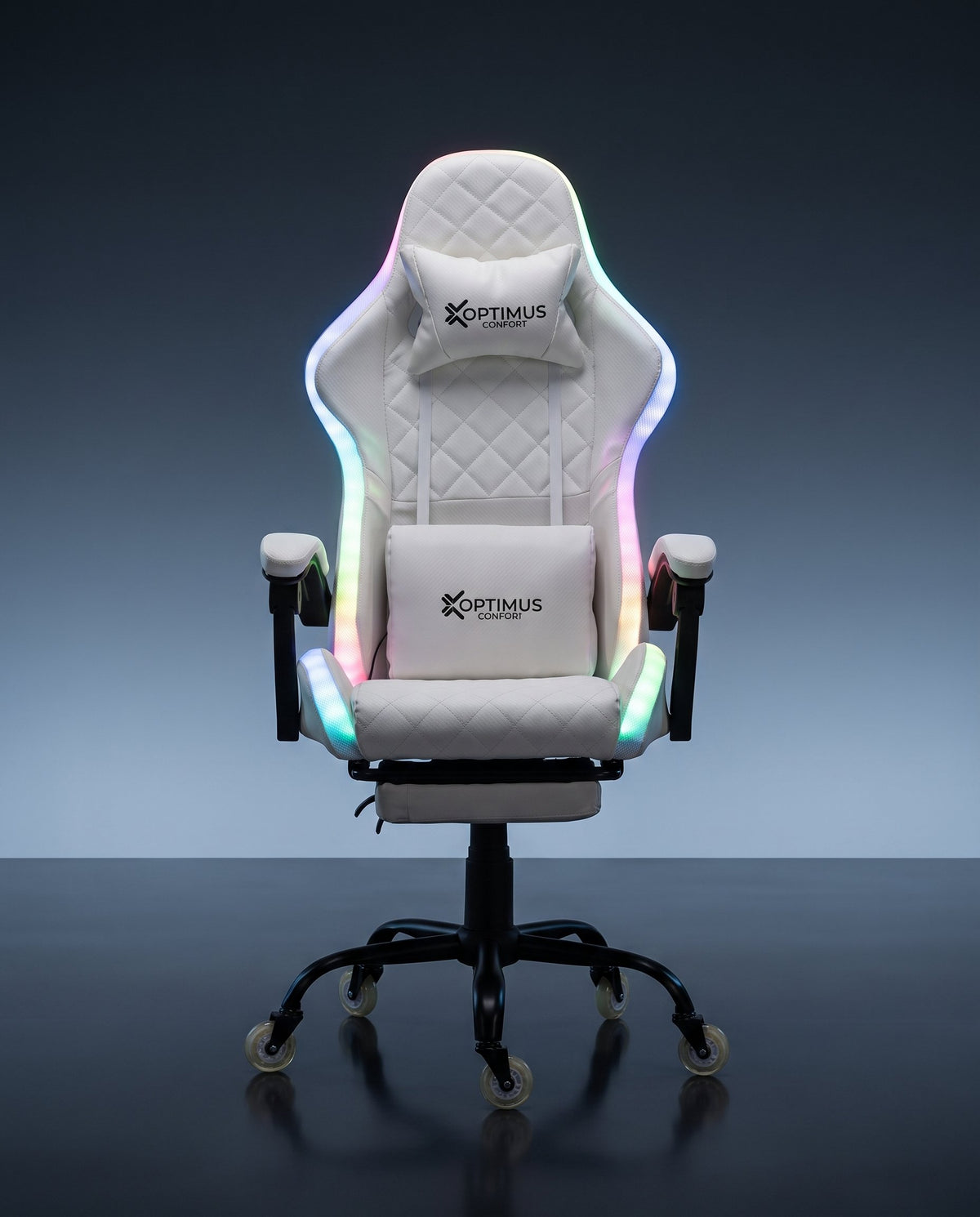 Silla gamer ARMOR-1039F White con luces RGB + reposapiés y ruedas en silicona · set-2k · 29-armor-white-01-contraste.jpg
