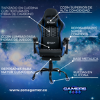 Silla Gamer Defensor-1039F Blue con reposapiés y ruedas en silicona