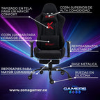Silla Gamer CO-1102F Red, tapizada en tela con reposapiés y ruedas en silicona
