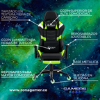 Silla Gamer DX-1127F Green con reposapiés y ruedas en silicona