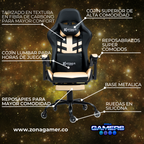 Silla Gamer Devil-1039F Golden con reposapiés y ruedas en silicona