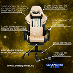 Silla Gamer DOW-1039F Golden con reposapiés y ruedas en silicona