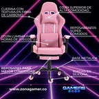 Silla Gamer ARMOR-1039F Pink con reposapiés y ruedas en silicona