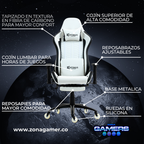 Silla Gamer Defensor-1001F White con reposapiés y ruedas en silicona
