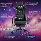 Silla gamer ONE -1127F Black + reposapiés y ruedas en silicona