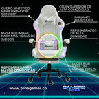 Silla Gamer Optimus Confort Armor RGB White con masajeador lumbar y parlante bluetooth