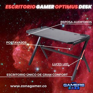 Combo Silla Gamer A-231001F Red + Escritorio Gamer Optimus Desk