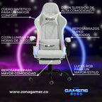 Silla gamer Optimus Confort modelo Armor White con luces RGB