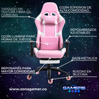 Silla Gamer DX-1127F Pink con reposapiés y ruedas en silicona