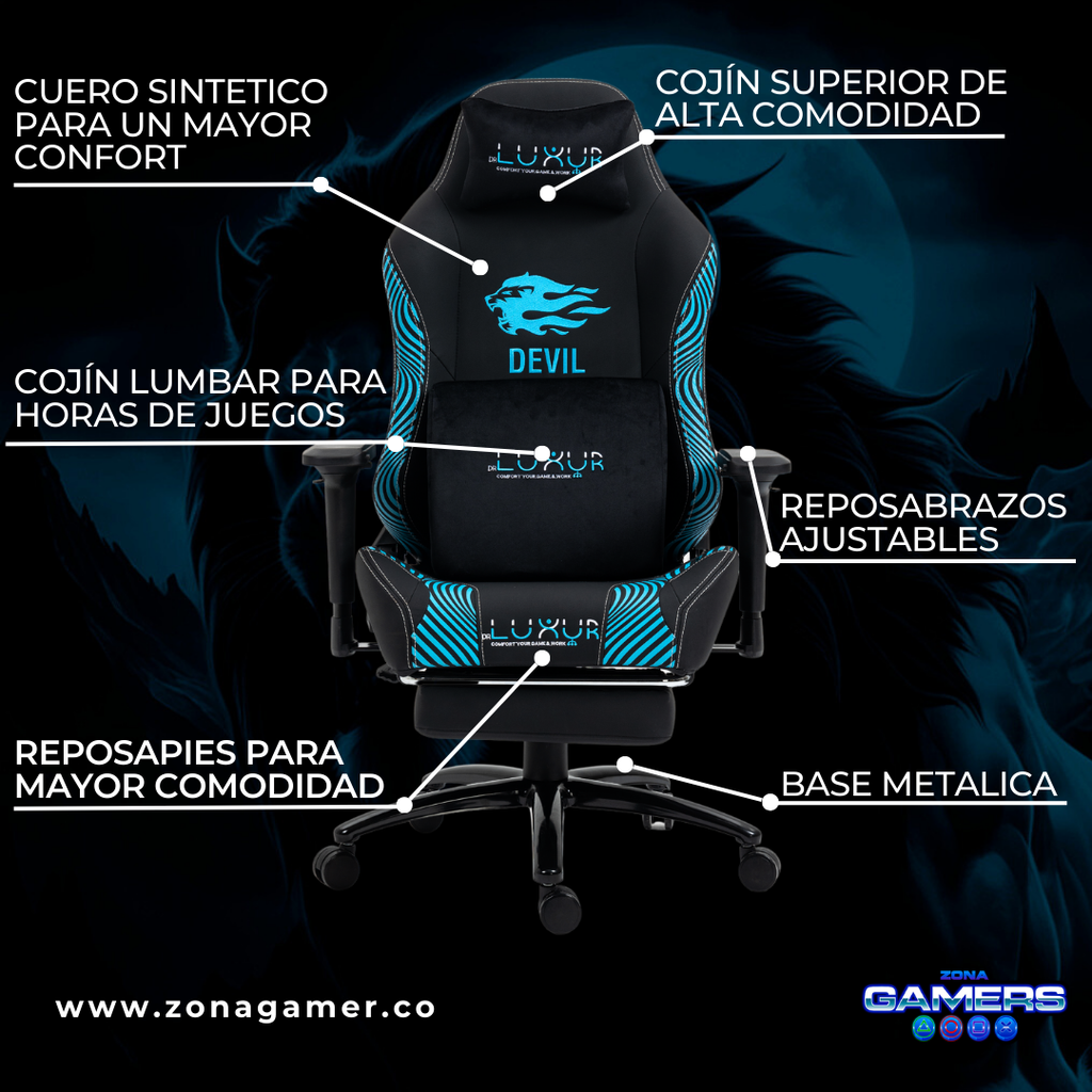 Silla Gamer Luxur Edición Limitada Modelo SAH-0020 Devil