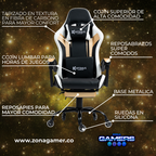 Silla Gamer Thunder-1039F Golden con reposapiés y ruedas en silicona