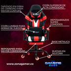 Silla Gamer V-1039F Red con reposapiés y ruedas en silicona