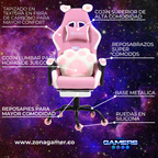 Silla Gamer Cat-1039F White-Pink con reposapiés y ruedas en silicona