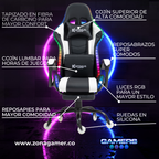 Silla gamer DX-1039F White con luces RGB + reposapiés y ruedas en silicona